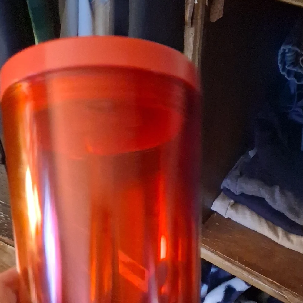 Starbucks Orange Travel Tumbler with White Dog Graphic